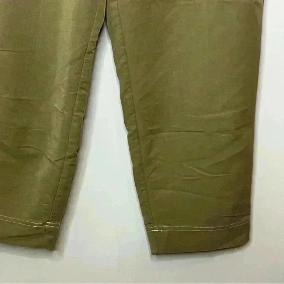 Zara Pull On Pants Women Large Khaki Elastic Wideband High-rise Button Detail - Picture 7 of 8
